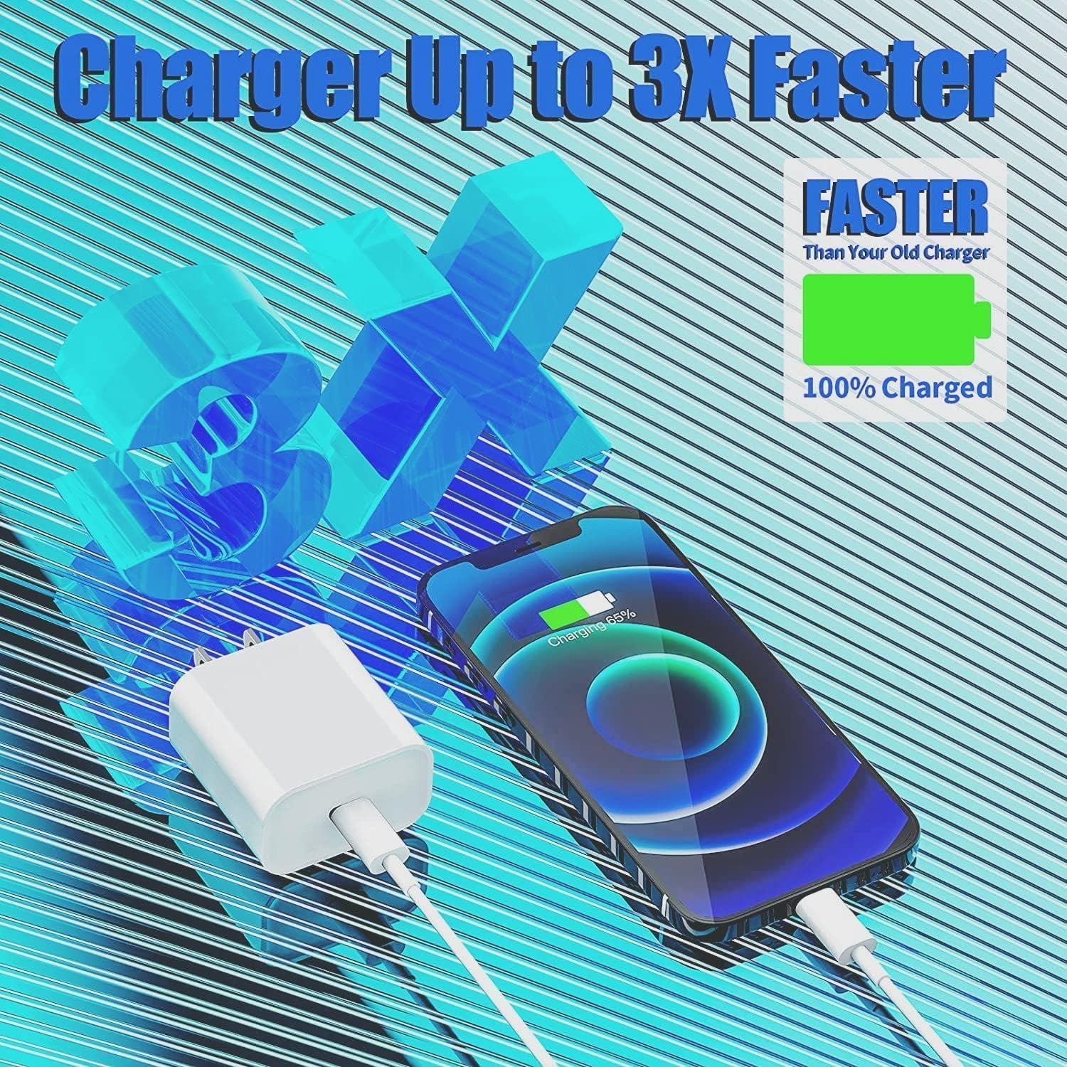 Iphone Charger Fast Charging [Mfi Certified] 20W PD USB C Wall Charger with 10FT Type C to Lightning Cable, Compatible with Iphone 14/13/12 Pro Max/11/Xs/Max/Xr