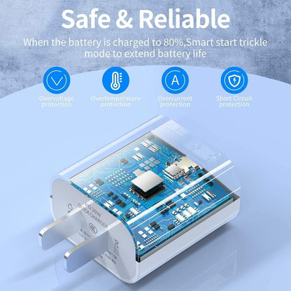 Iphone Charger Fast Charging [Mfi Certified] 20W PD USB C Wall Charger with 10FT Type C to Lightning Cable, Compatible with Iphone 14/13/12 Pro Max/11/Xs/Max/Xr